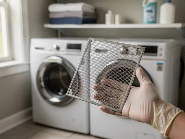 Naugatuck Dryer Vent Cleaning specialist performing detailed lint trap cleaning service in Naugatuck